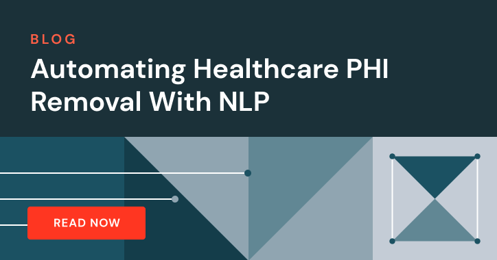 Healthcare PHI removal blog banner with geometric design