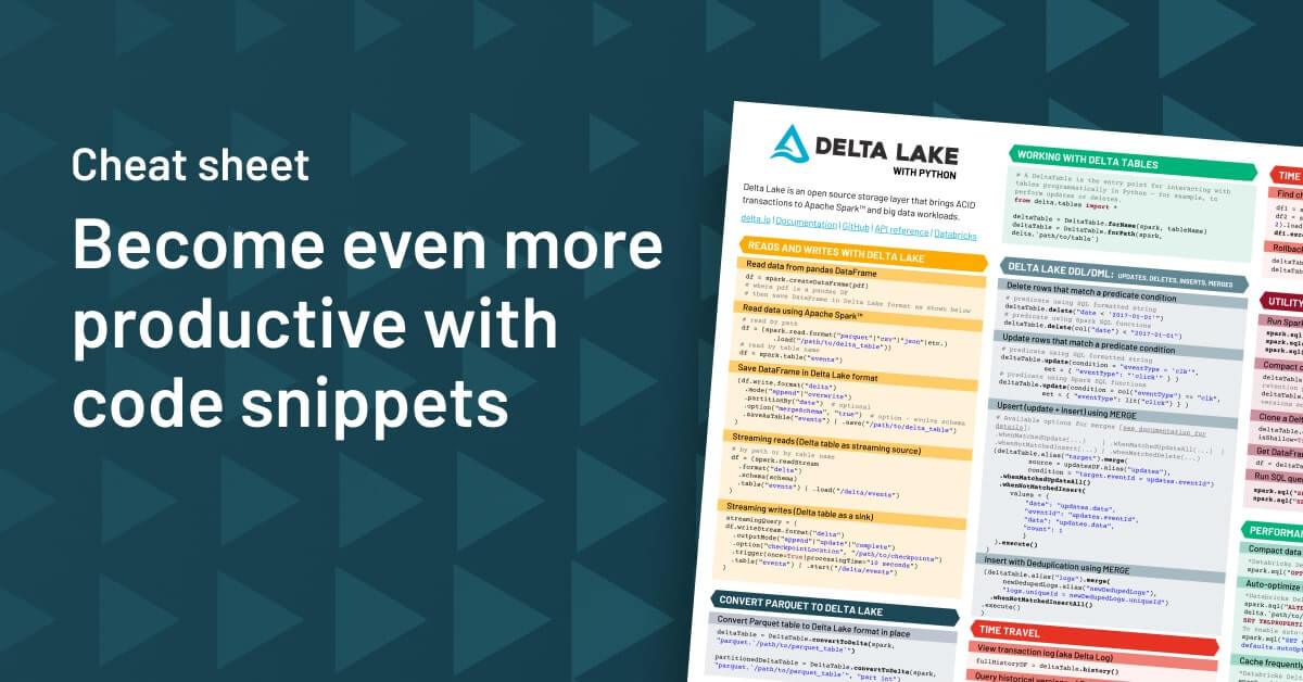 delta lake cheatsheet