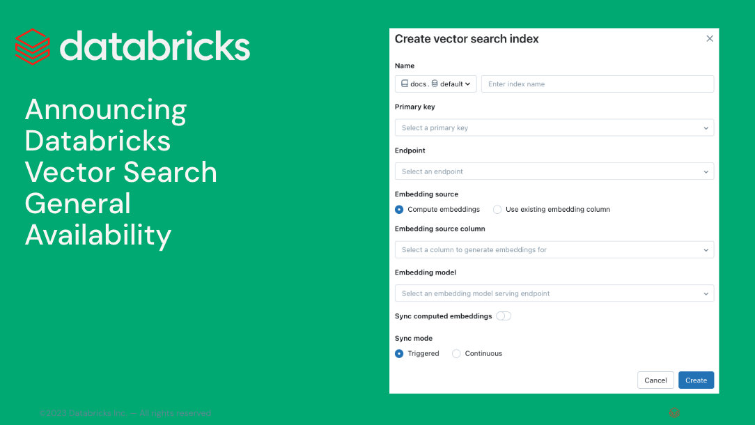 宣布 Databricks Vector Search 正式发布