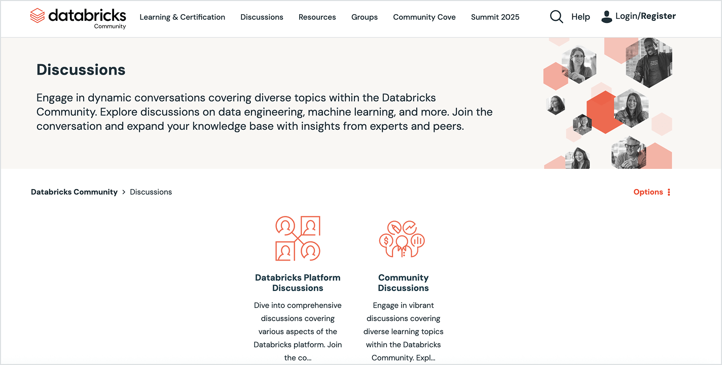 Databricks Community Discussions webpage.