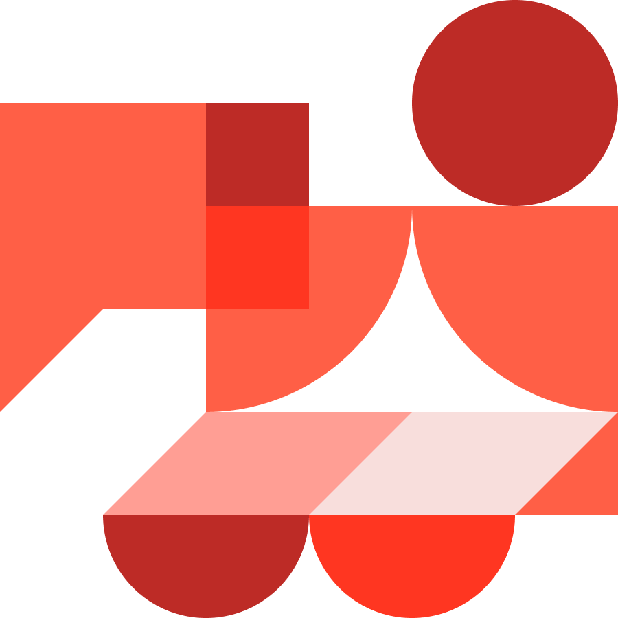 Abstract red and coral geometric shapes composition