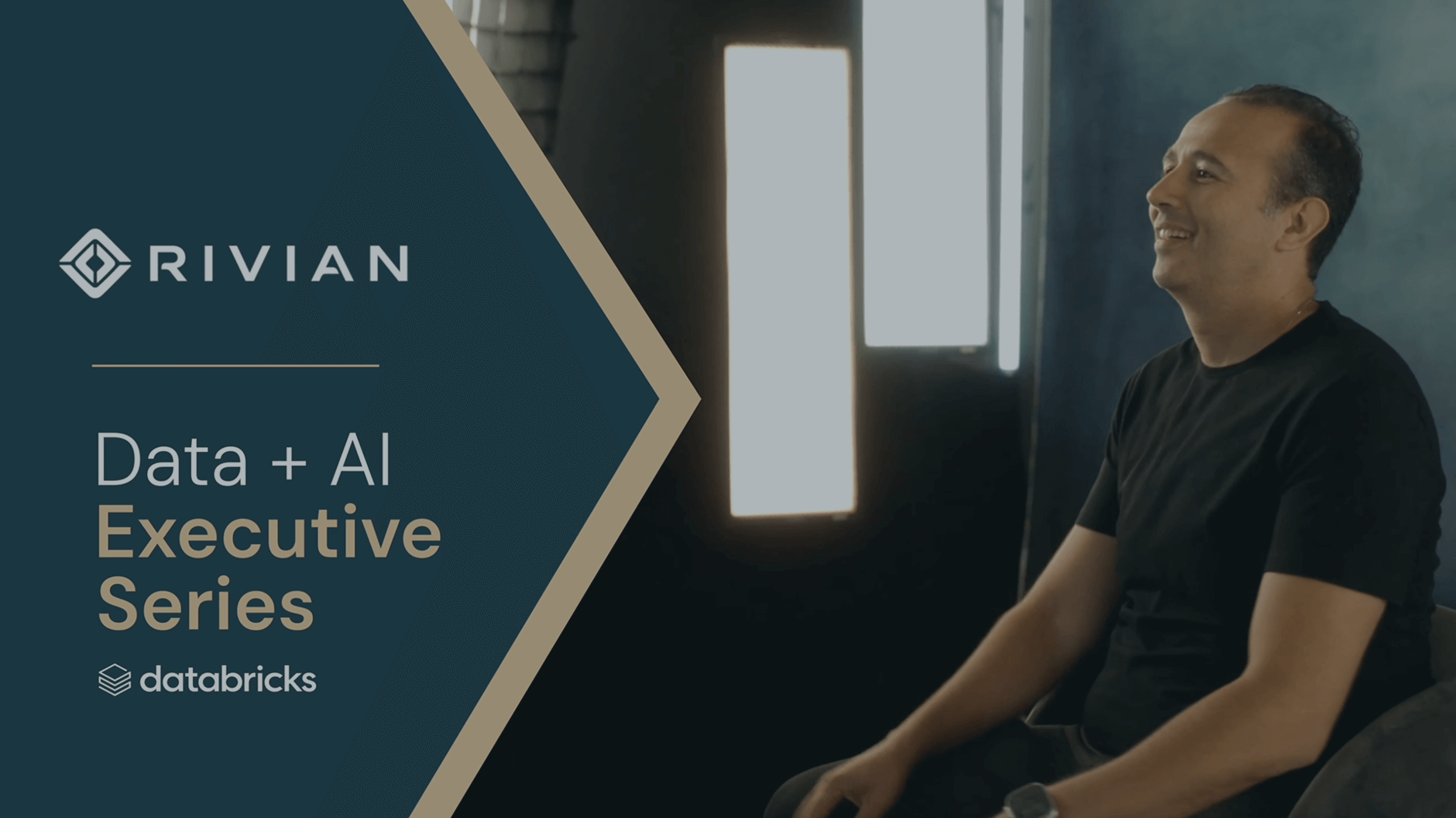 Man smiling in interview with Rivian Data + AI Executive Series.