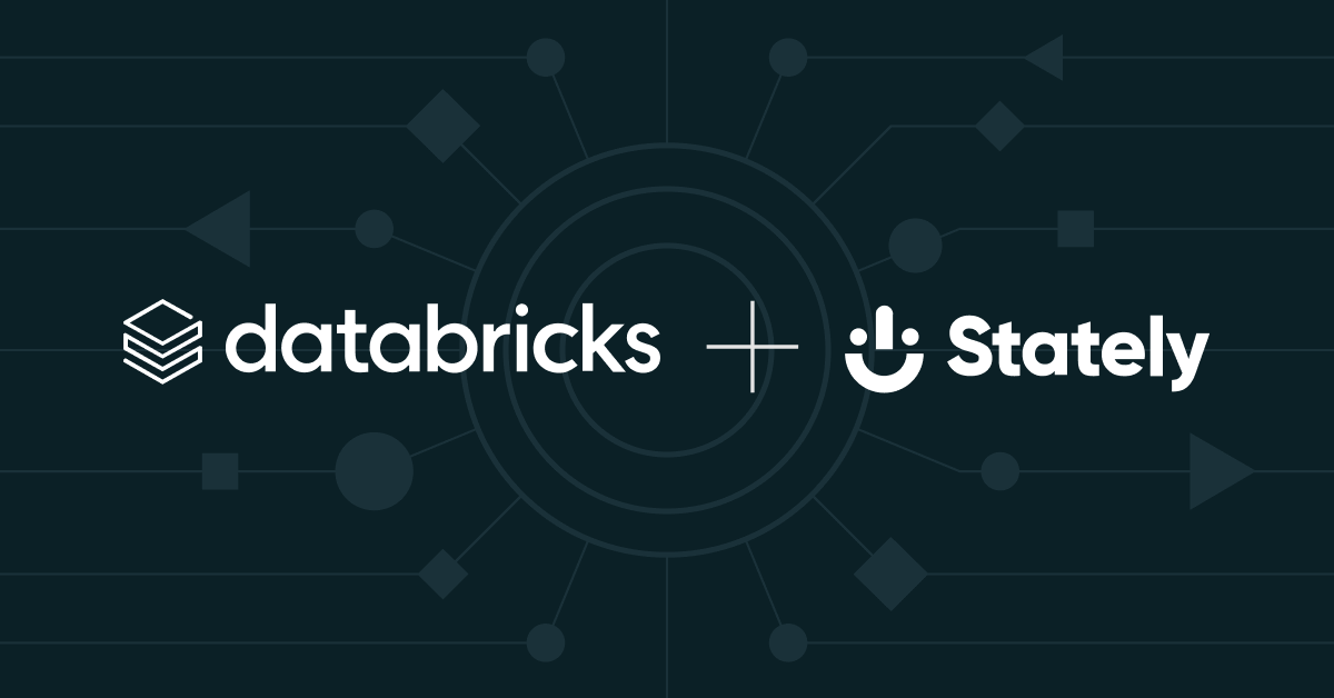 Databricks and Stately logos on dark background