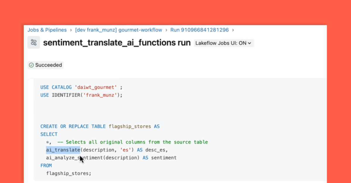 screenshot of AI functions
