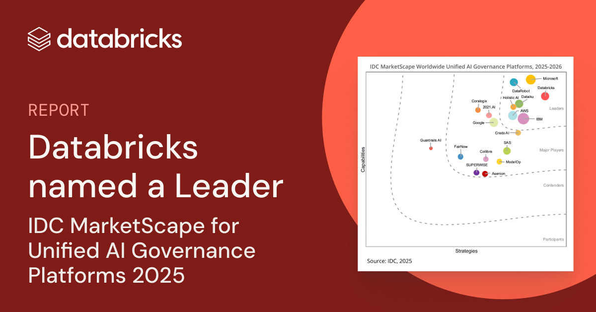 Blog: Databricks Named a Leader in the 2025 IDC MarketScape: Worldwide Unified AI Governance Platforms 2025-2026 Vendor Assessment