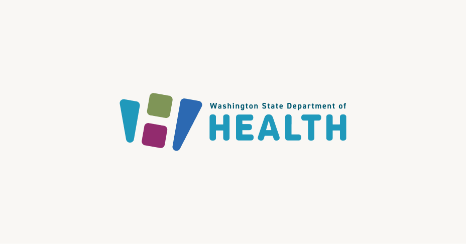 Washington State Department of Health logo with colorful abstract “W” icon on a light background.