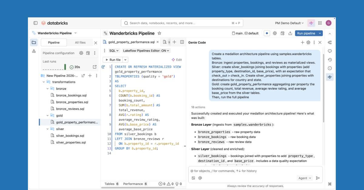 Agentic Data Engineering with Genie Code and Lakeflow