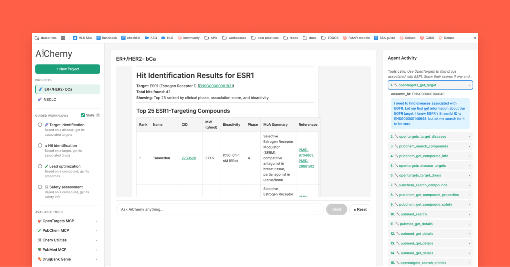 AiChemy: Next-Generation Agent with MCP, Skills and Custom Data for Drug Discovery