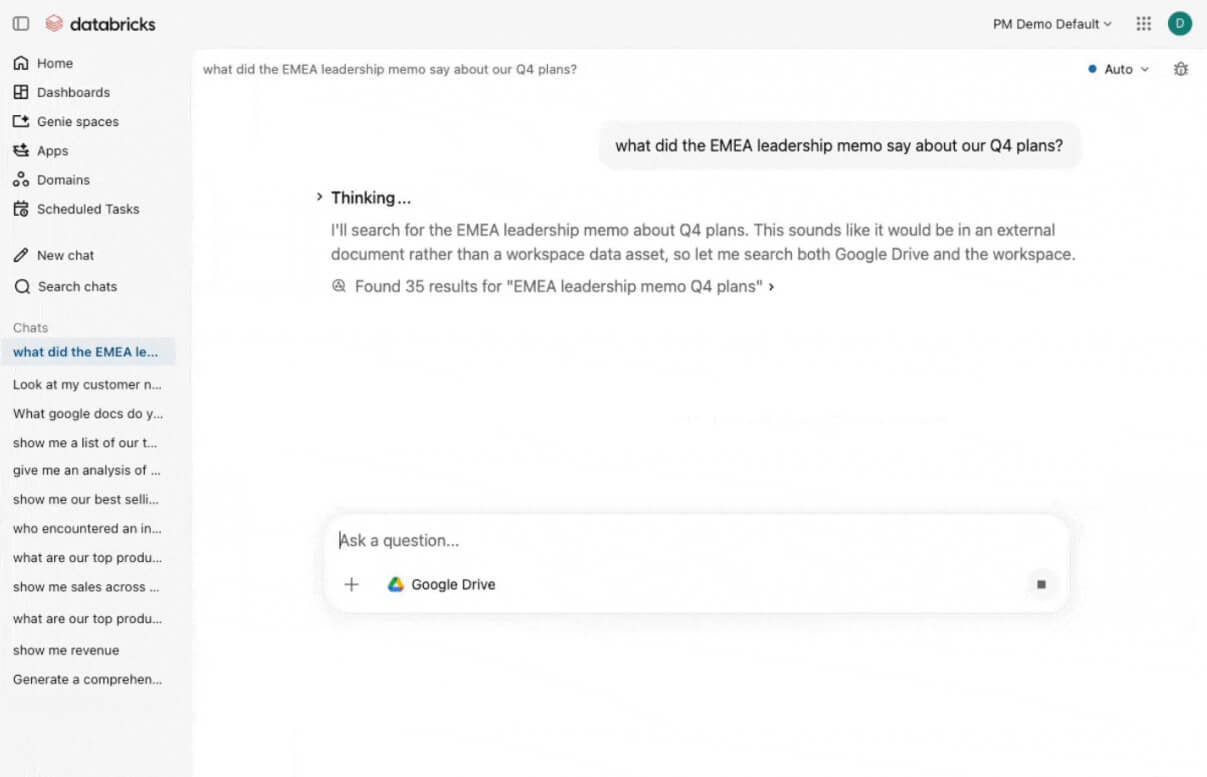 Databricks AI searches Q4 memo, finds results.