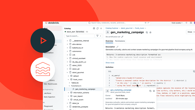 Databricks UI showing AI-powered campaign generation.