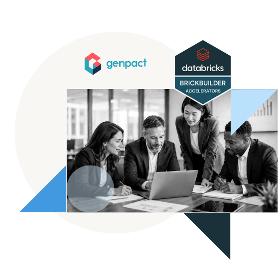 Genpact, Databricks logos; 4 professionals collaborate.