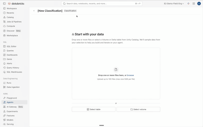 Databricks Agents page for new classification.