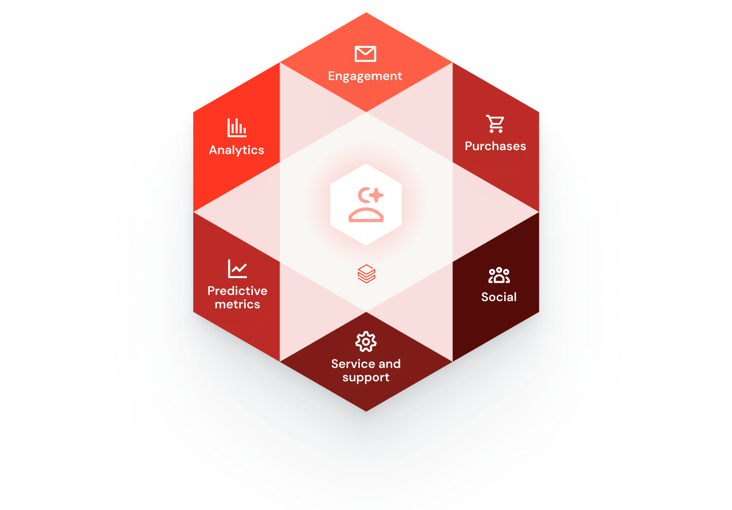 Hexagonal diagram: customer-centric metrics.