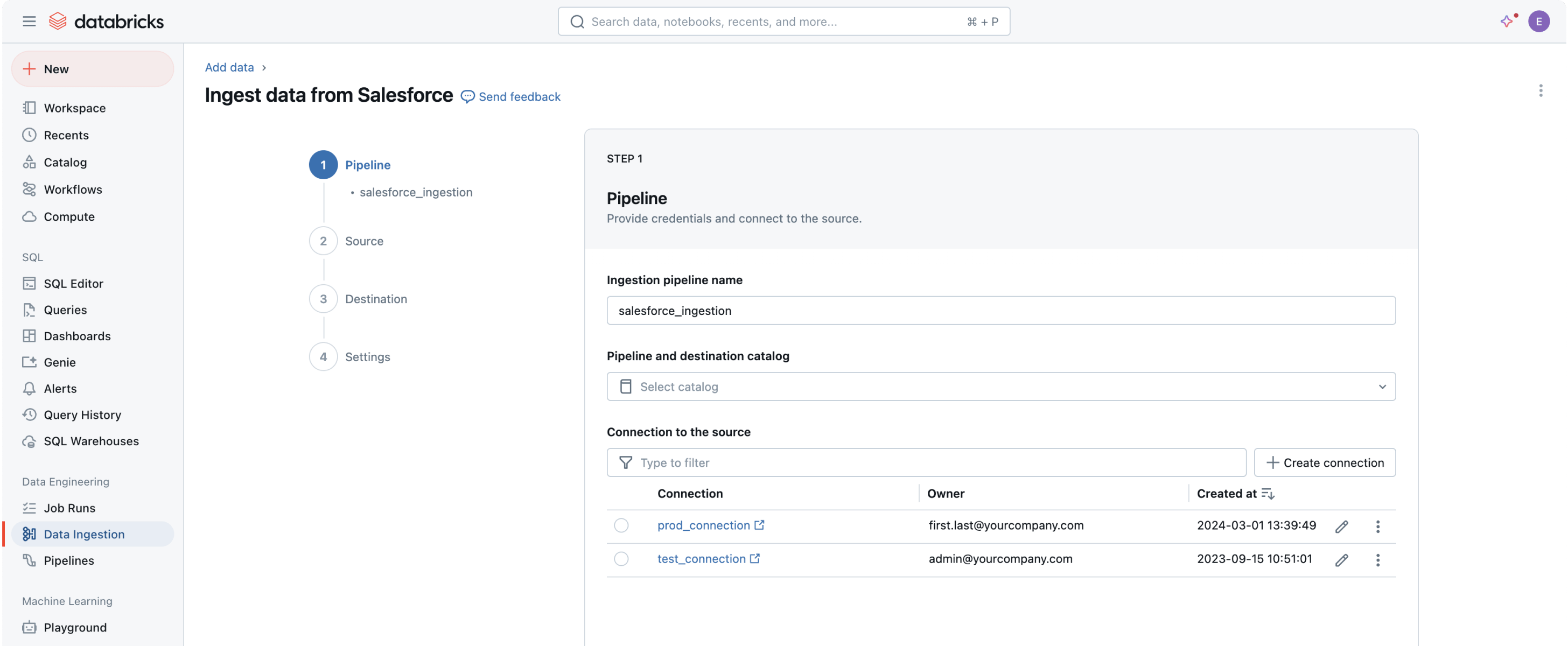 Databricks: Ingest data from Salesforce pipeline.