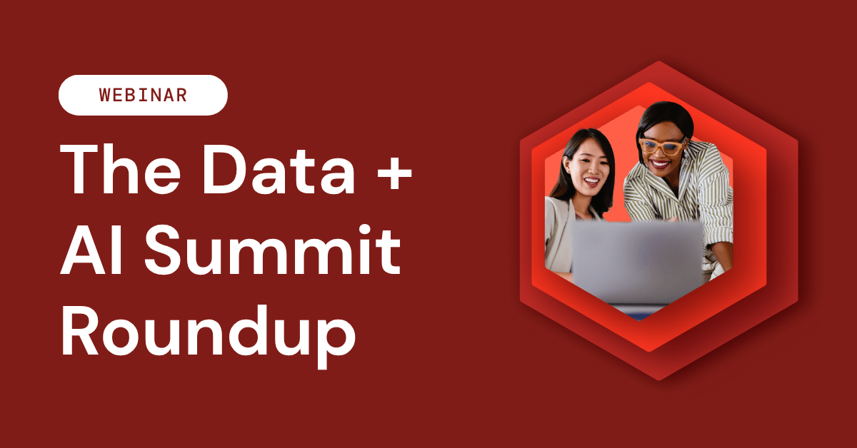 Webinar: Data + AI Summit Roundup with women on laptop