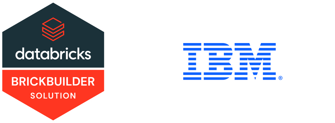 Databricks Brickbuilder Solution and IBM logos.