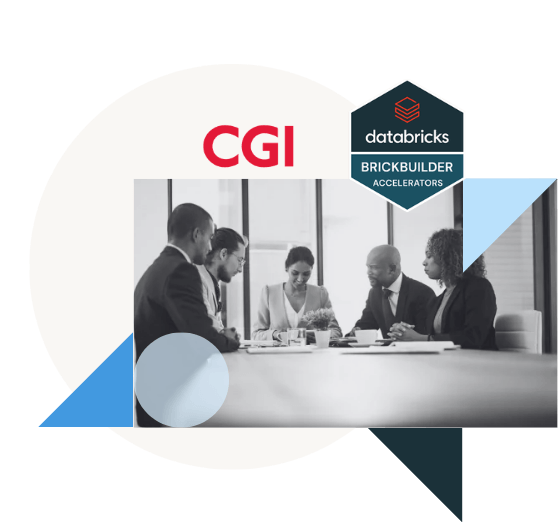 CGI & Databricks logos over business meeting