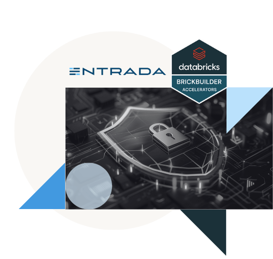 Entrada & Databricks logos, security shield & lock.