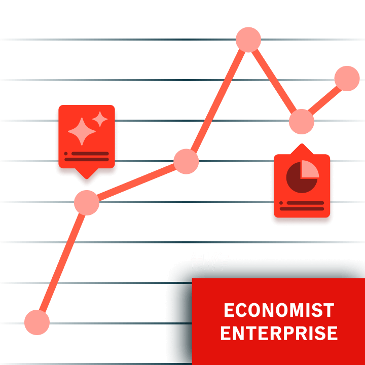 Economist Enterprise line graph with icons.