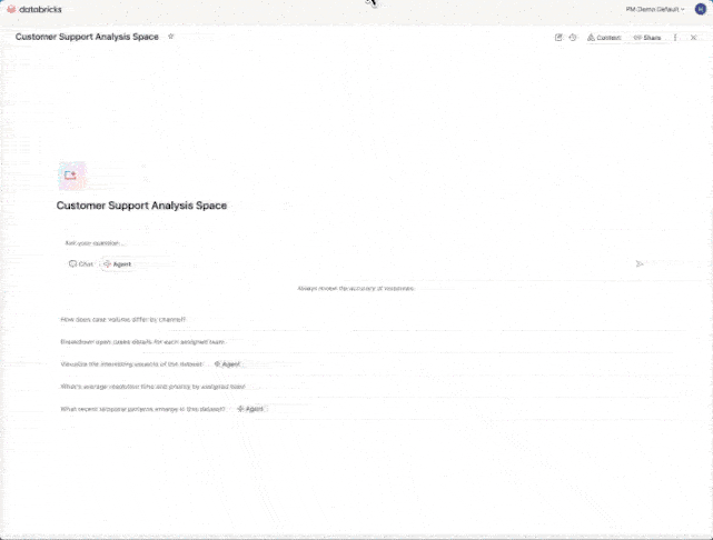 Customer support analysis AI chat interface.