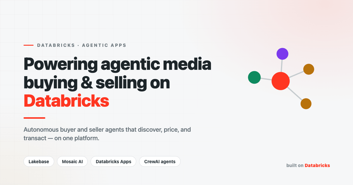 Il media buying agentico non può scalare senza le giuste fondamenta. Scopri come acquirenti e venditori ci riescono su Databricks.