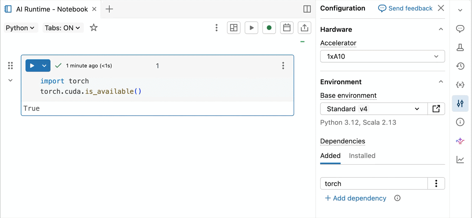 AI Runtime enables seamless access to NVIDIA GPUs within Databricks.