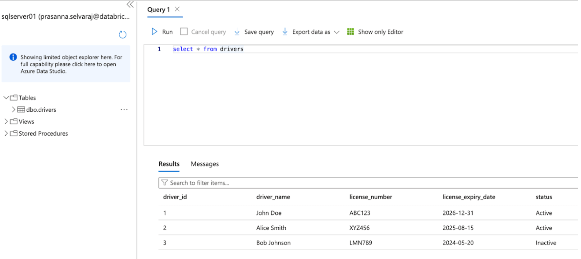 Azure SQL Server UI - No CDC or CT enabled
