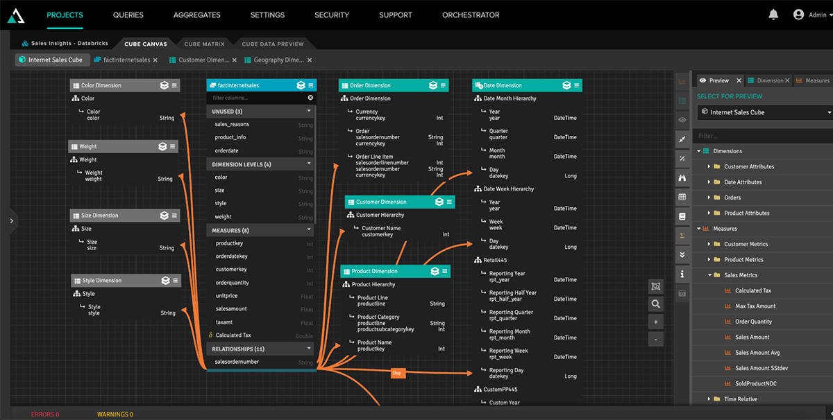 AtScale Design Center is used to create manufacturing or other industry's semantic models in a central location