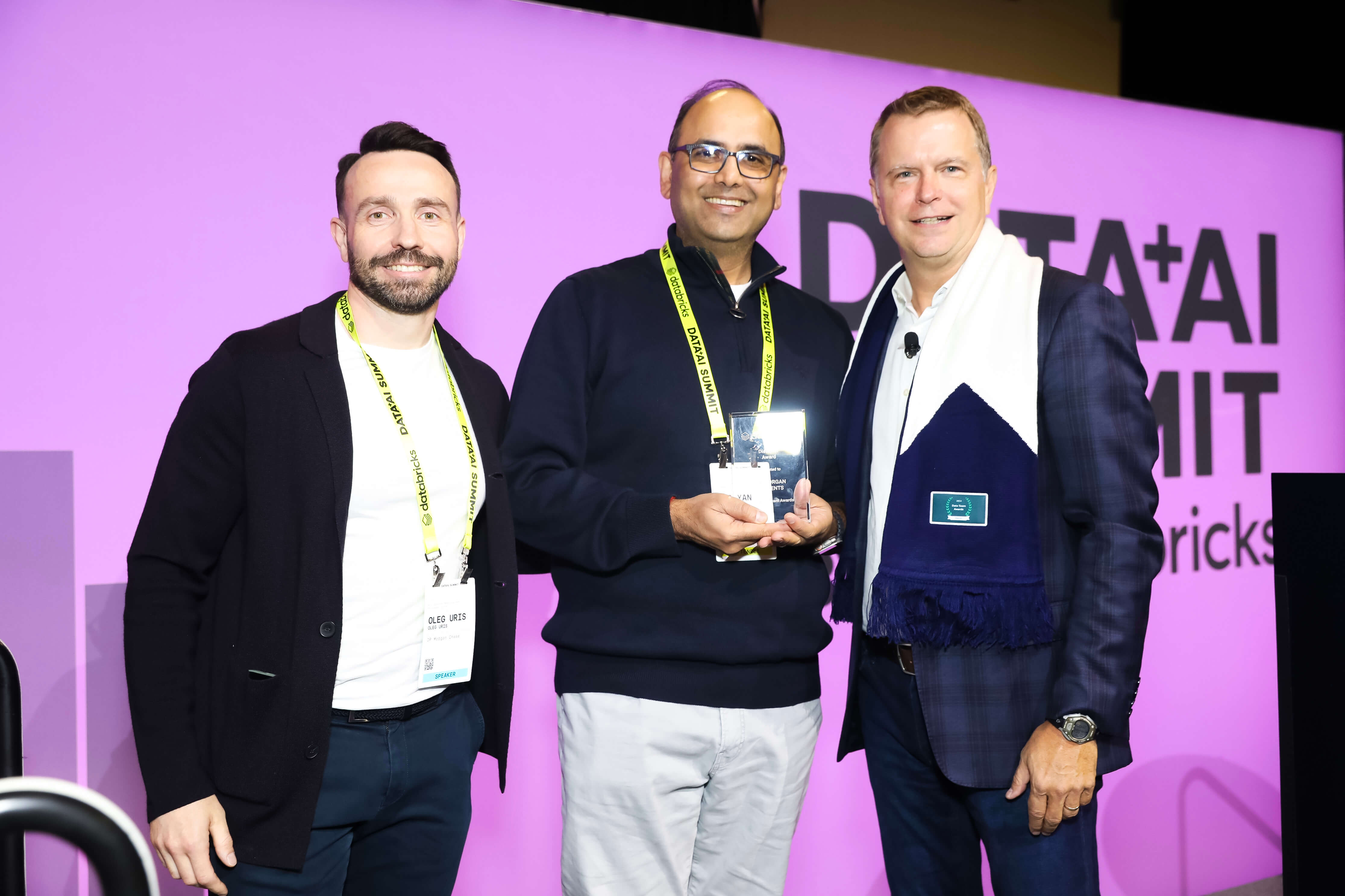 J.P. Morgan Payments data team posing with the Disruptor award.