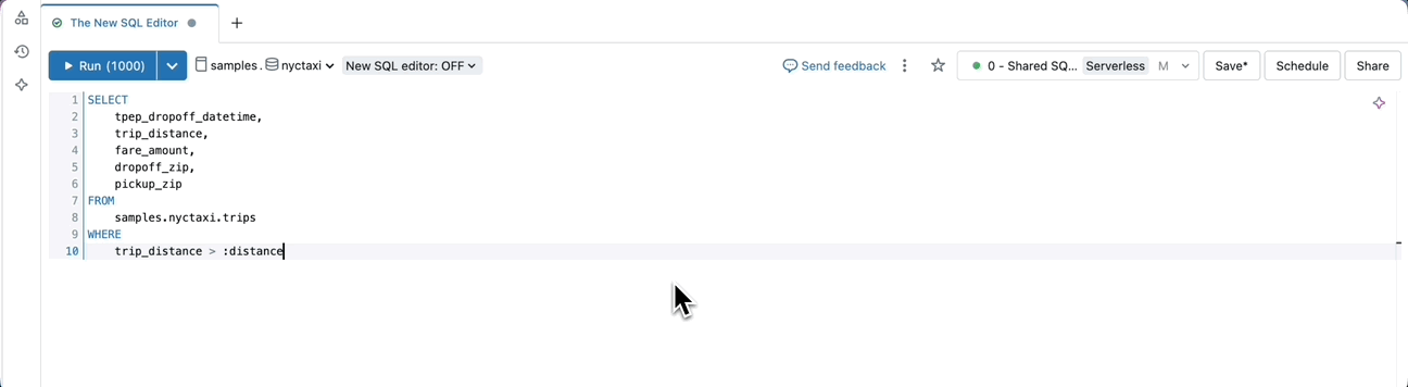 habilite el nuevo editor SQL girando el interruptor a ON