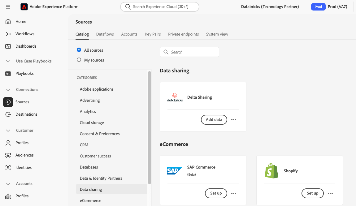 Image 8: Databricks Delta Sharing is now available as a source within AEP