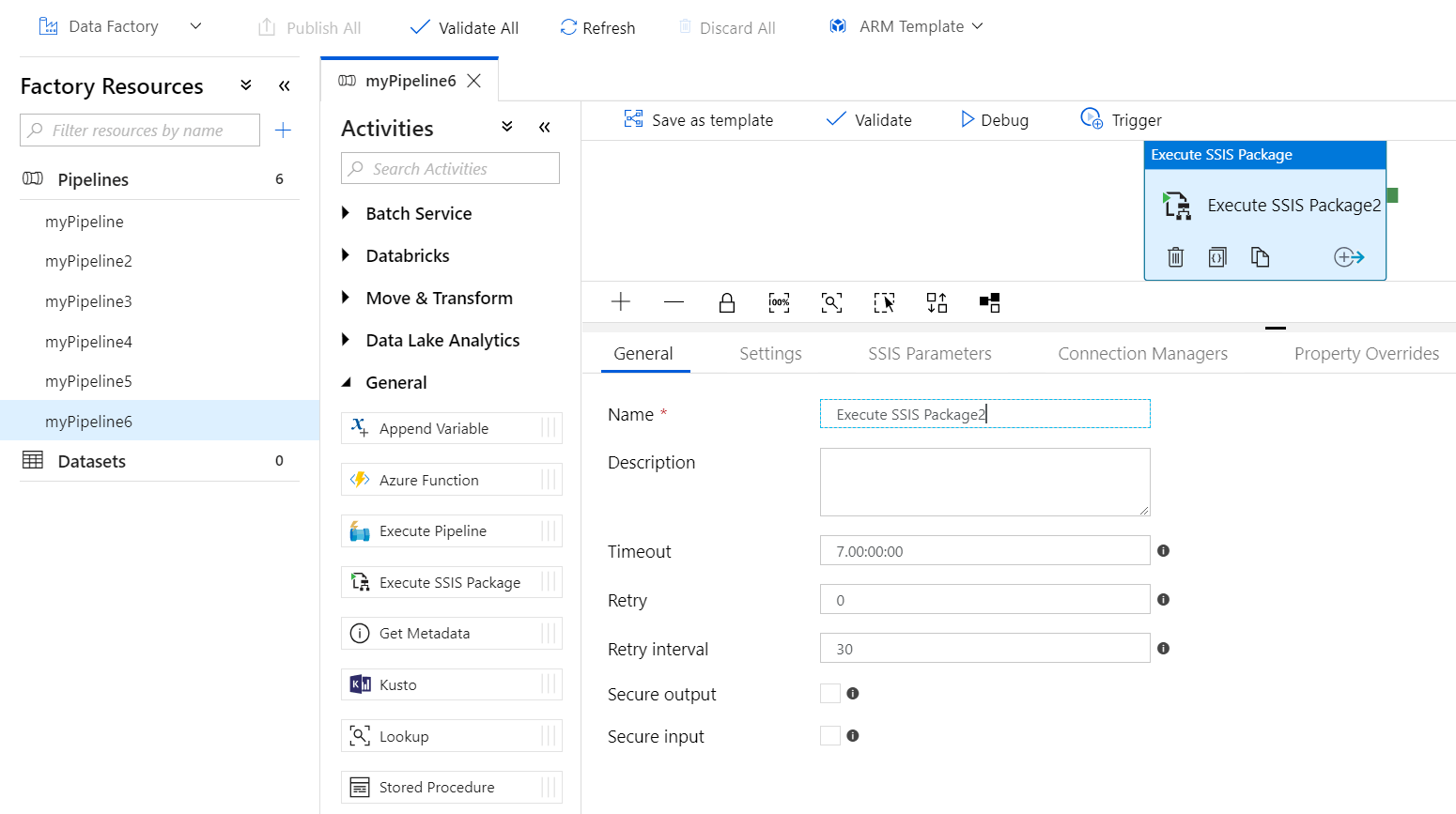 Execute SSIS packages with Azure Data Factory