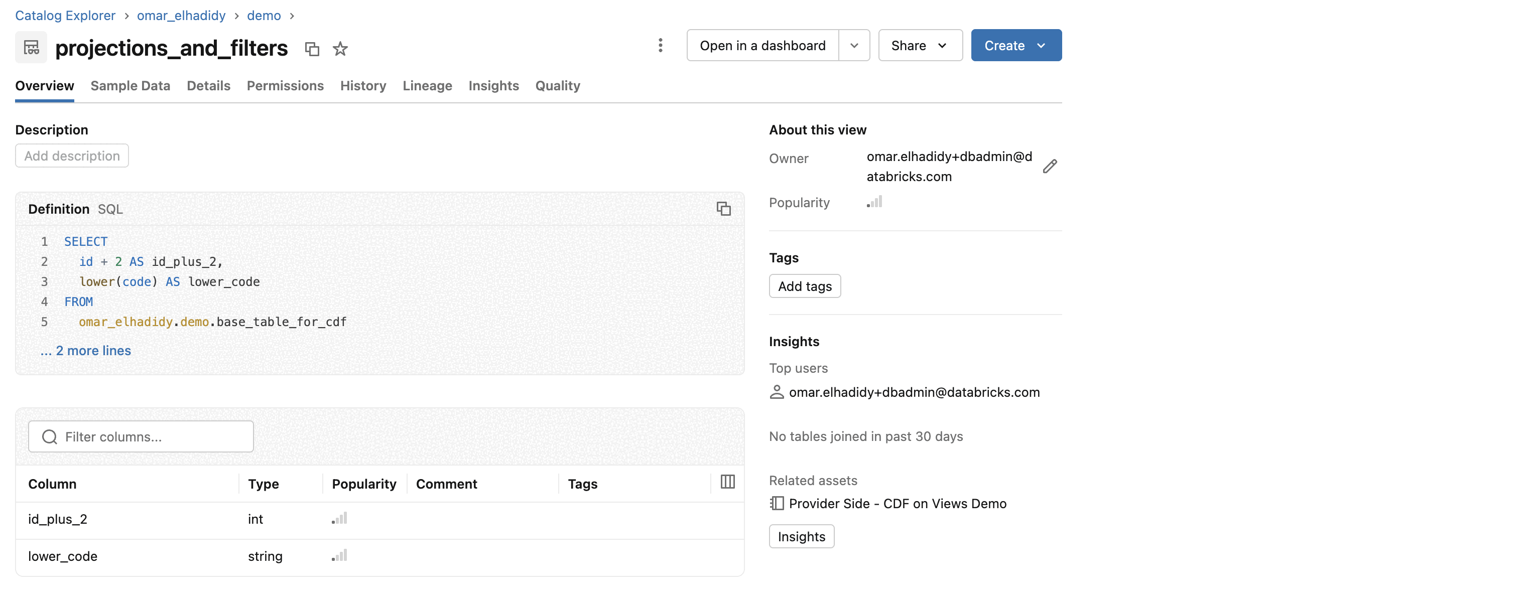 CDF Support for Shared View