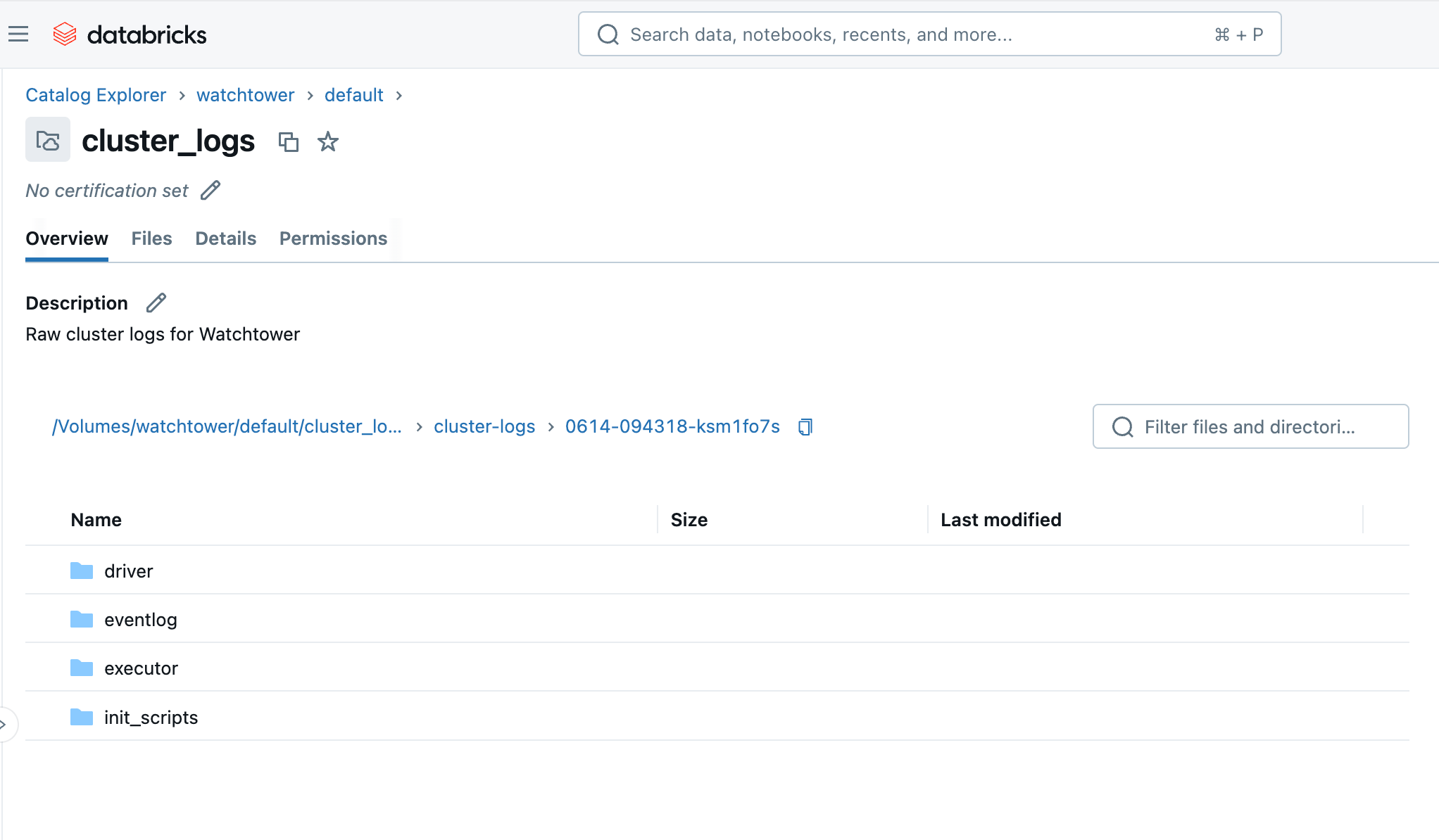 Cluster logs volume ui 1