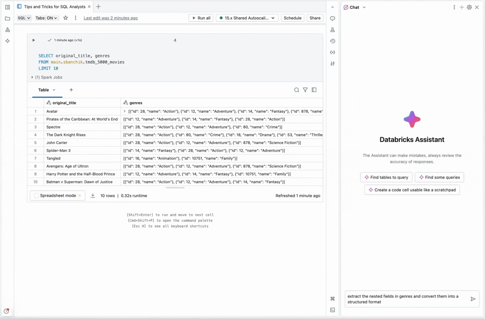 JSON Structured Tables