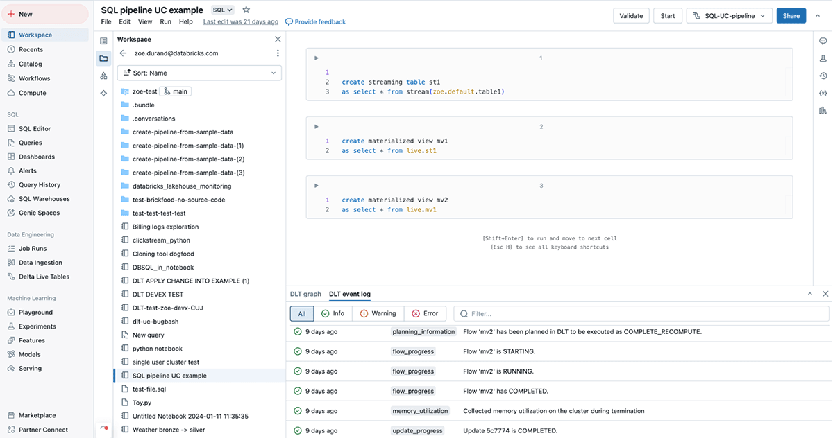 SQL Pipeline UC