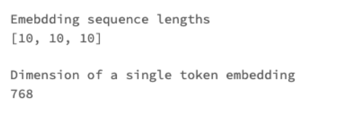 Embedding lengths and dimensions generated by the model’s last layer (last hidden state)