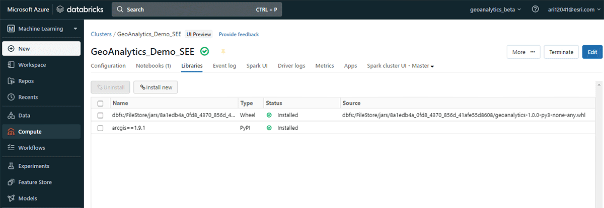 Fig. 9 Successful installation of GA Engine on an Azure Databricks cluster