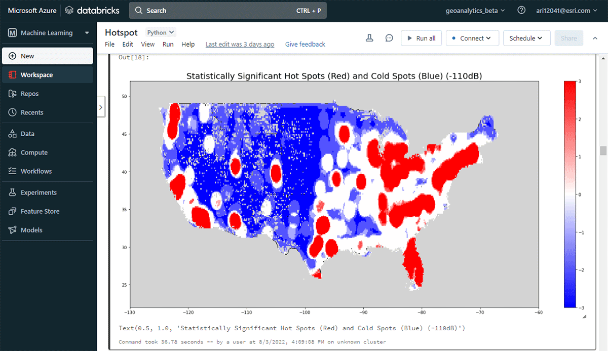 Fig 2. Hot spots of mobile device observations in the conterminous United States