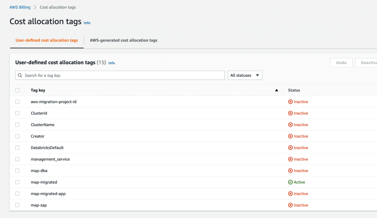 Activating Cost Allocation Tags