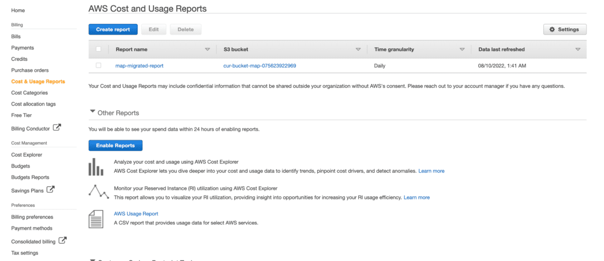 AWS Cost and Usage Reports