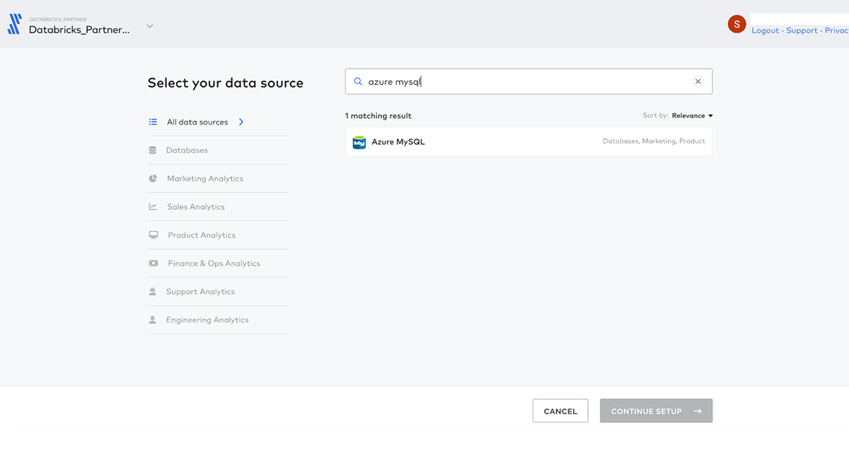 Select Azure MySQL from the data sources, and click Add Connector.