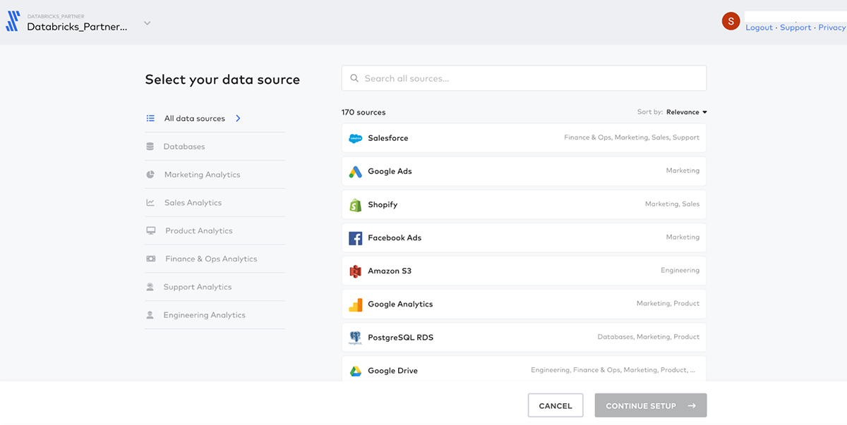 Select Salesforce from the list of data sources.
