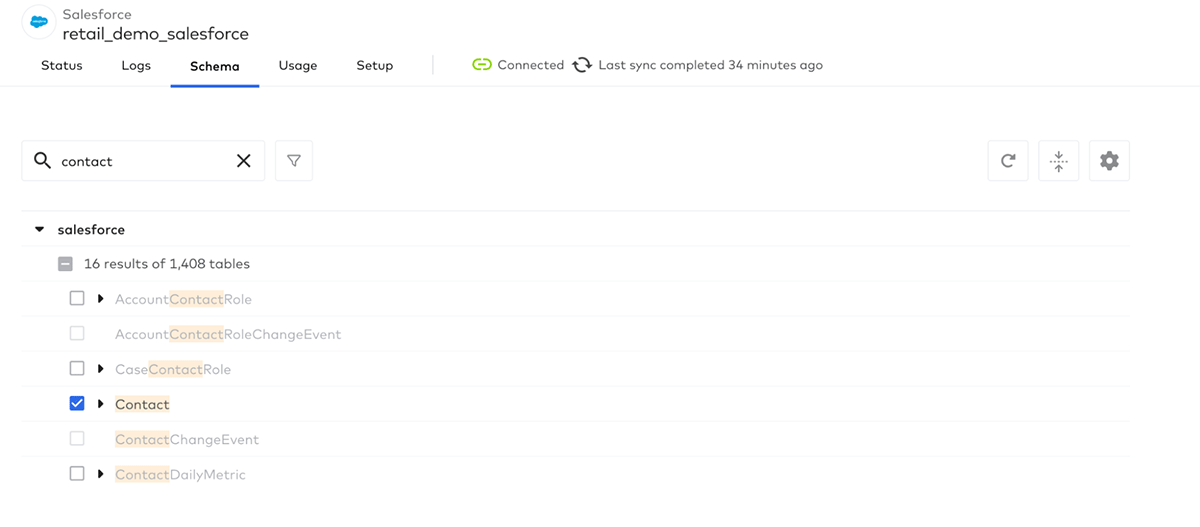 Select the tables to sync to Databricks.