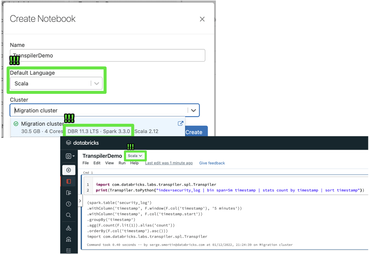 Running the notebook on a cluster that has transpiler installed