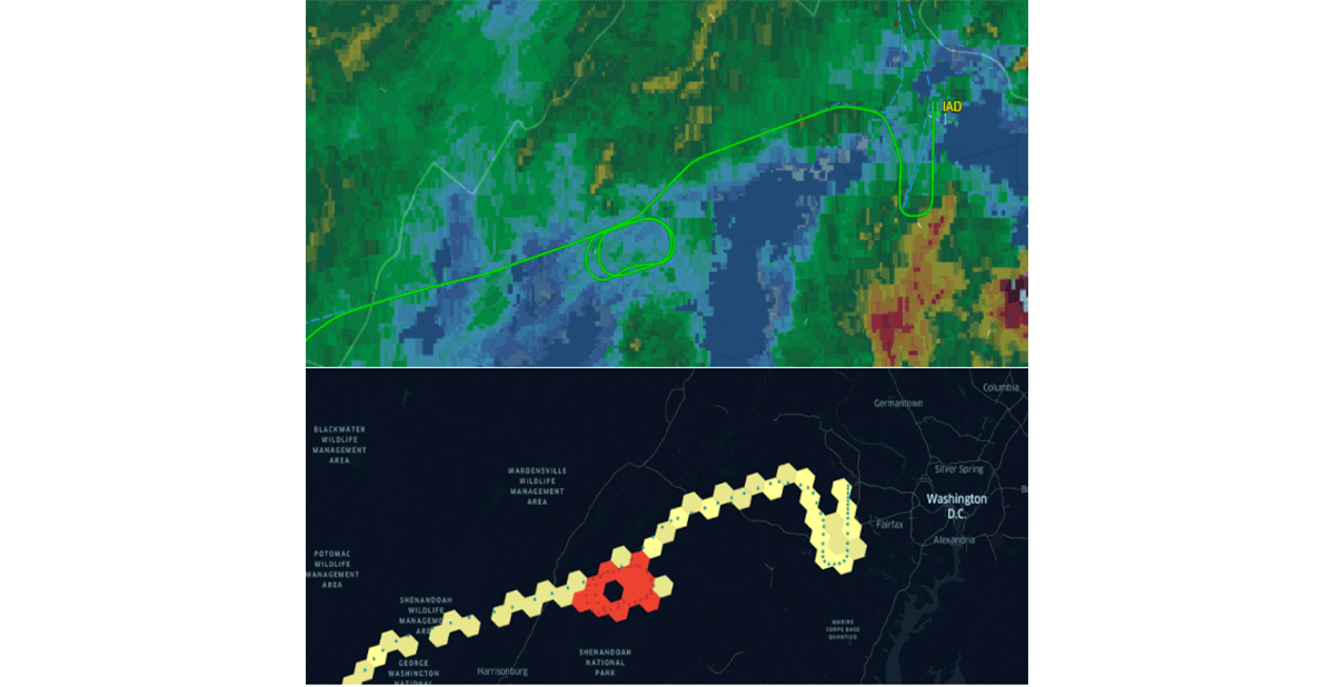 Figure 5: Example of using H3 to express flight holding patterns