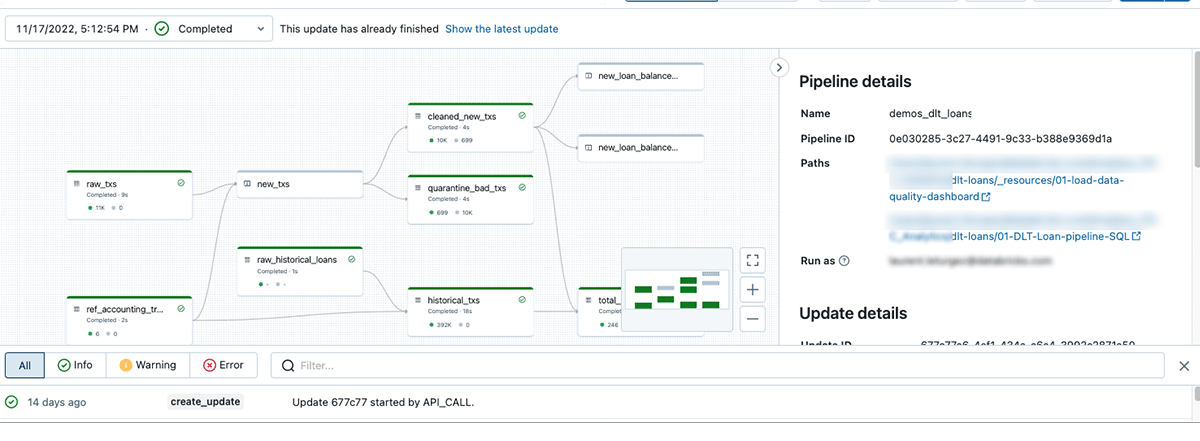 Delta Live Tables pipeline example