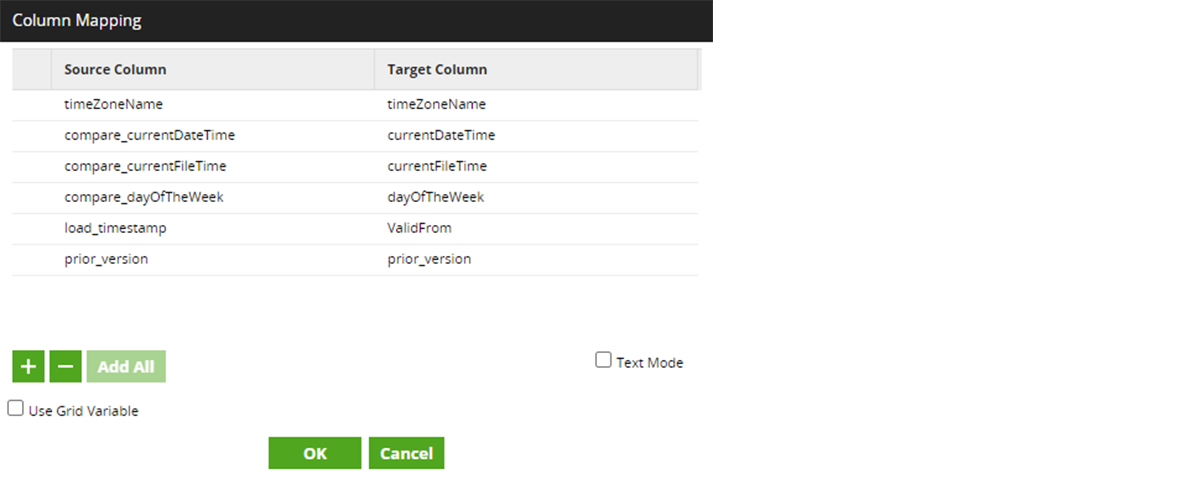 Rename Component - The Rename Component acts as a column mapper to map the changed data from the new records fields (identified by the compare_ prefix) to the actual column names of the target dimension table within the Lakehouse.