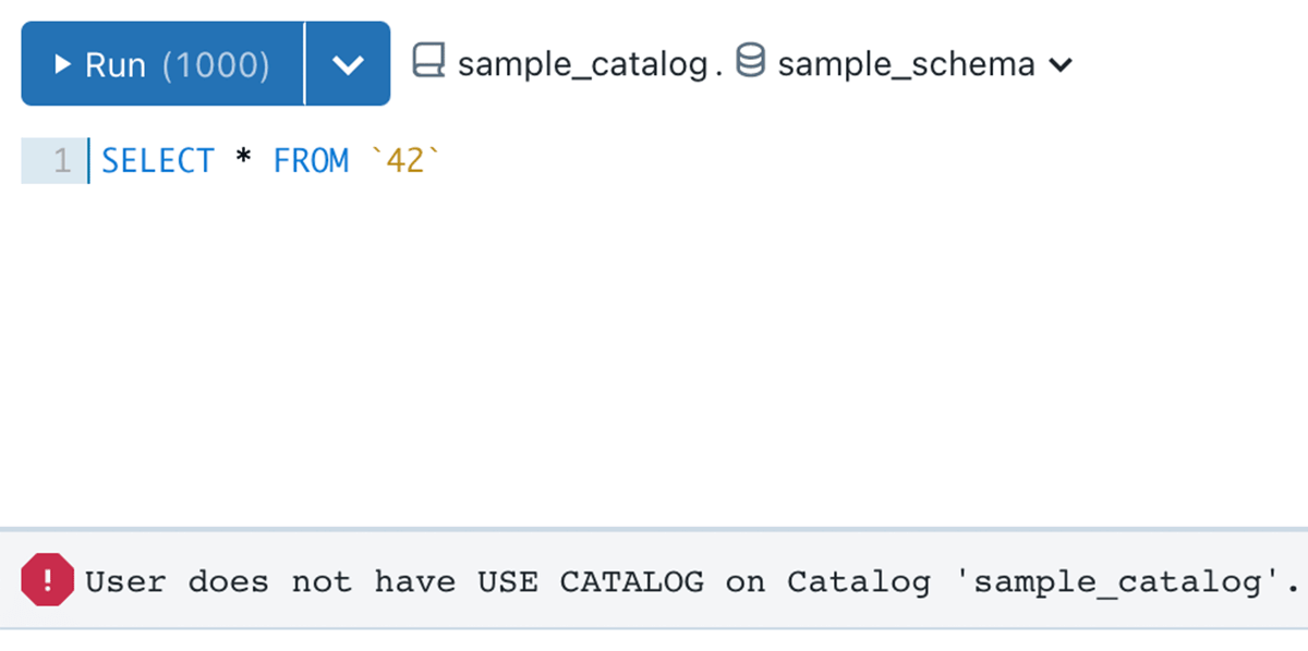 Query page with an error message