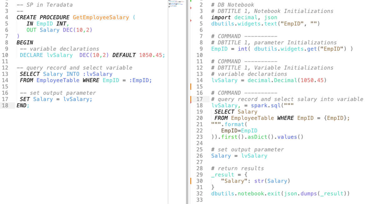 An example of a Teradata Stored Procedure converted to Databricks